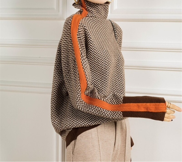 Famke | Luxe Rollkragenpullover in Chevron