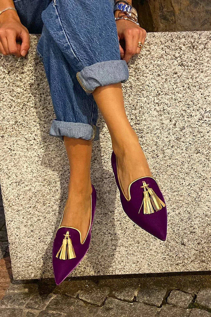 Portia - Boho Slipper mit Fransen