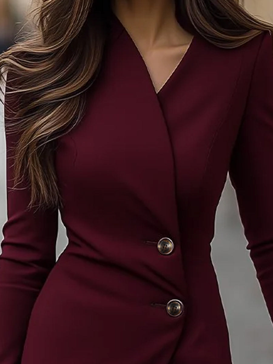 Eva | Midi Kleid mit Wickelstil Bordeaux