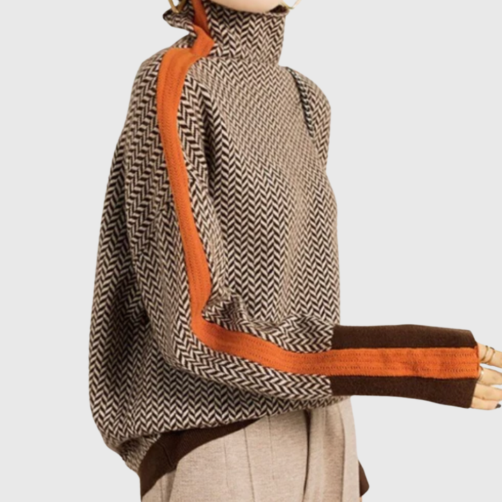 Famke | Luxe Rollkragenpullover in Chevron