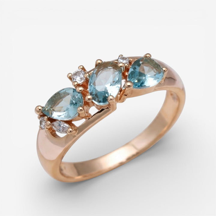 Vintage Zirkonia Eleganter Ring in Gold Blau