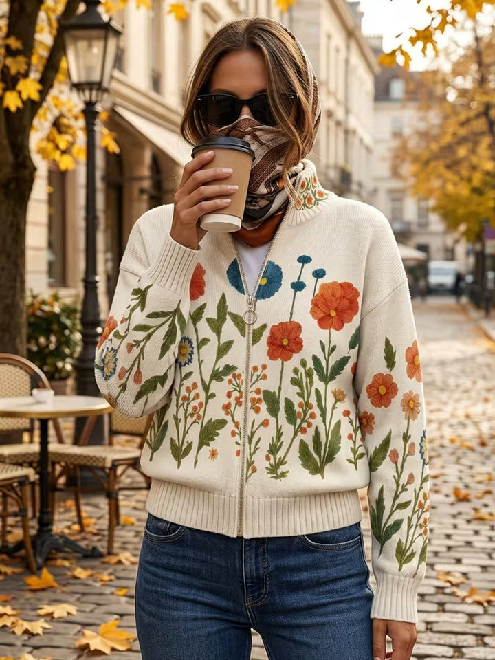 Brianna - Wildblumenwiese Zip-Kardigan