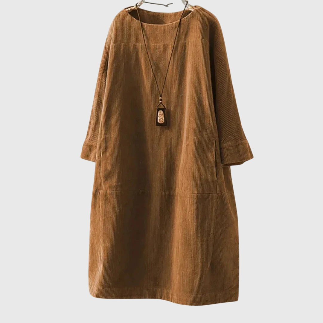 Jette | Midi Kleid aus Baumwollvelours