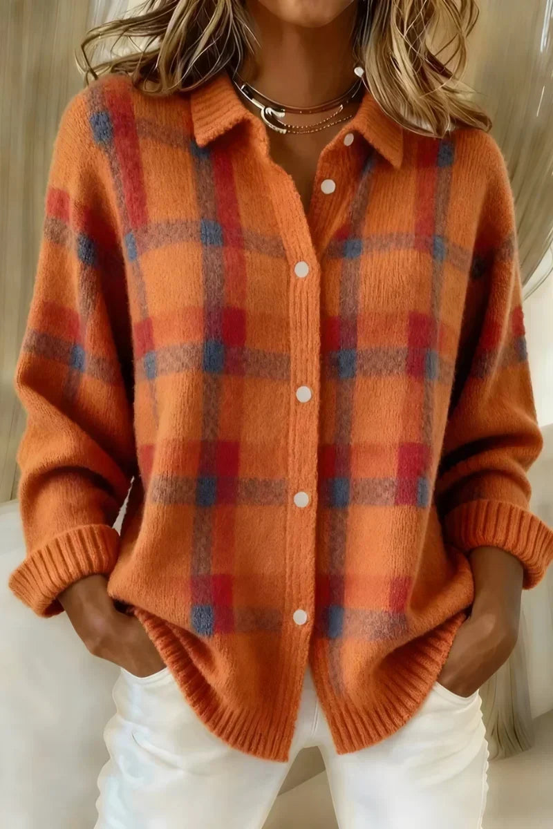 Paula | Karierte Strickjacke mit Knöpfen