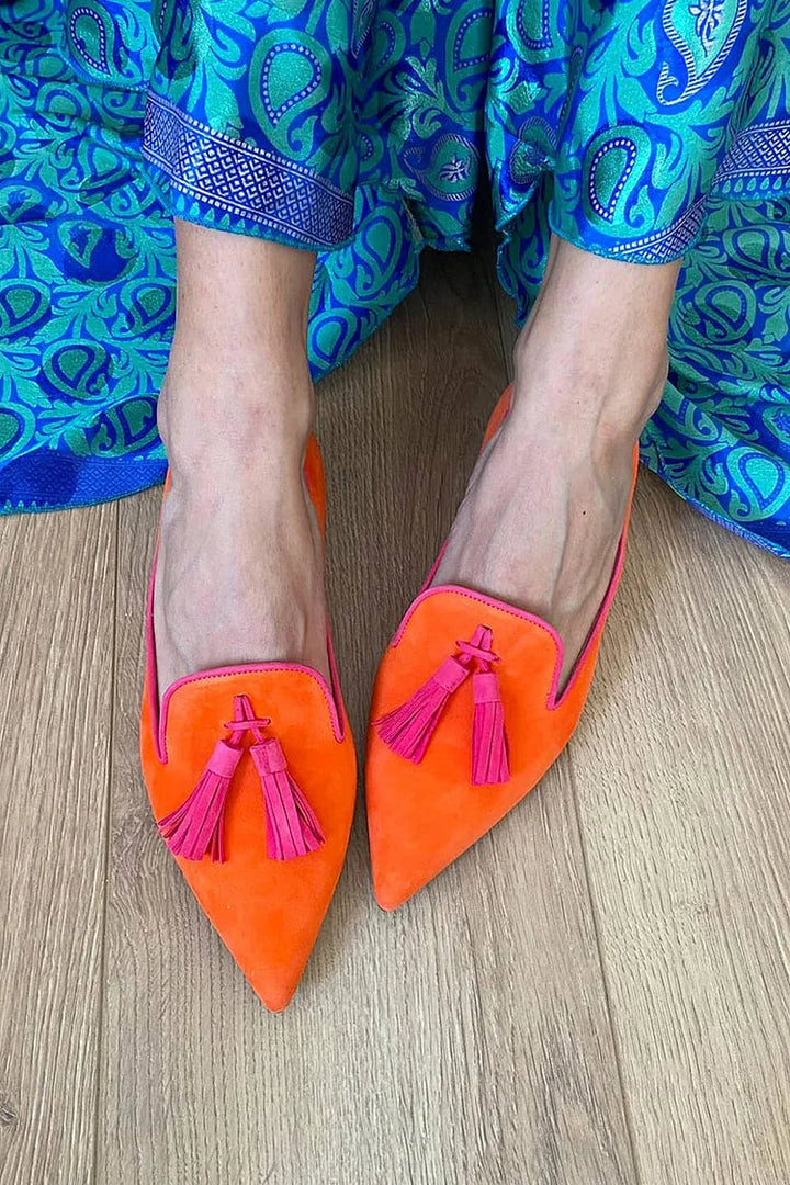 Portia - Boho Slipper mit Fransen