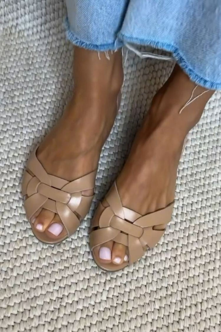 Serafina | Natur Geflochtene Sandalen
