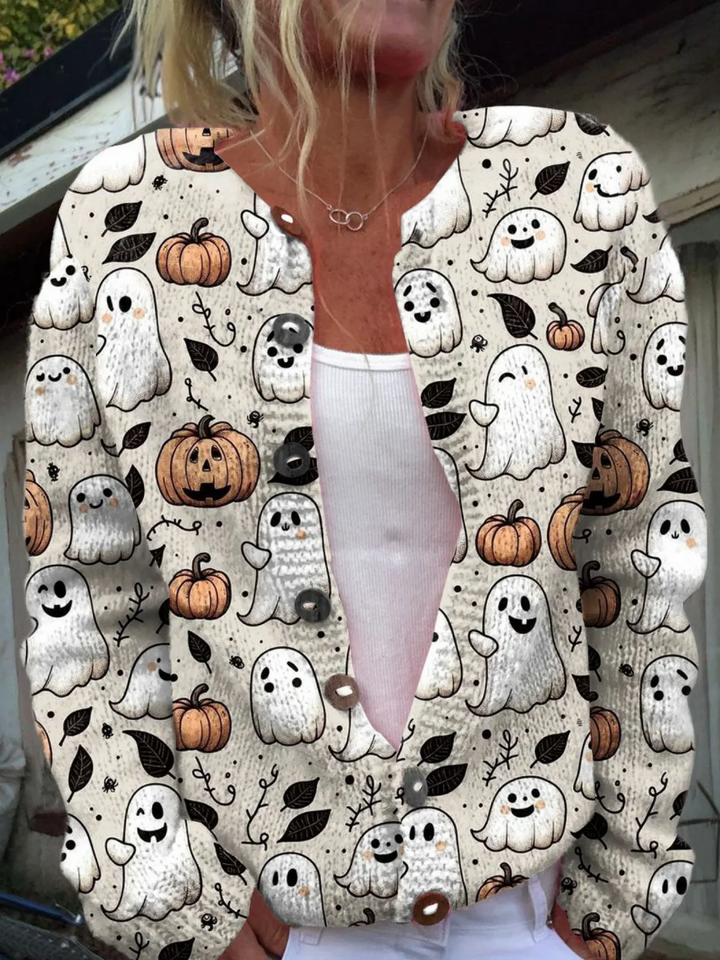 Merle | Halloween-Cardigan mit Geistermotiv