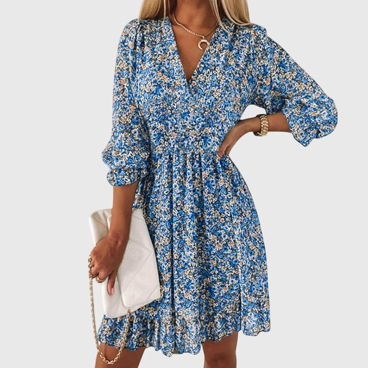Nora | Blumen Puff Ärmel Kleid