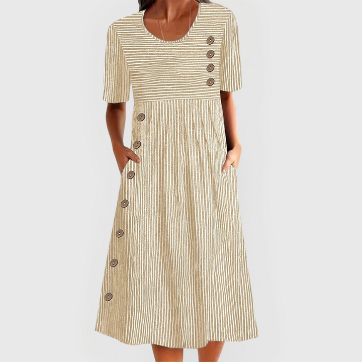 Wanda | Midi Gestreifte Kleid