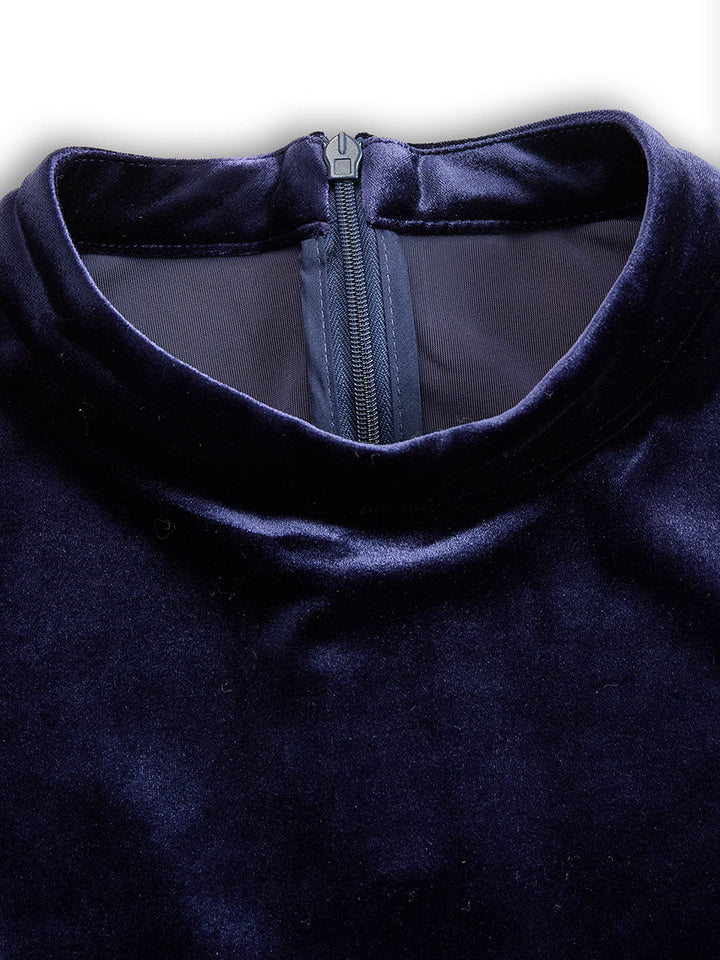 Isa | Midi Kleid mit langen Ärmeln Dunkelblau