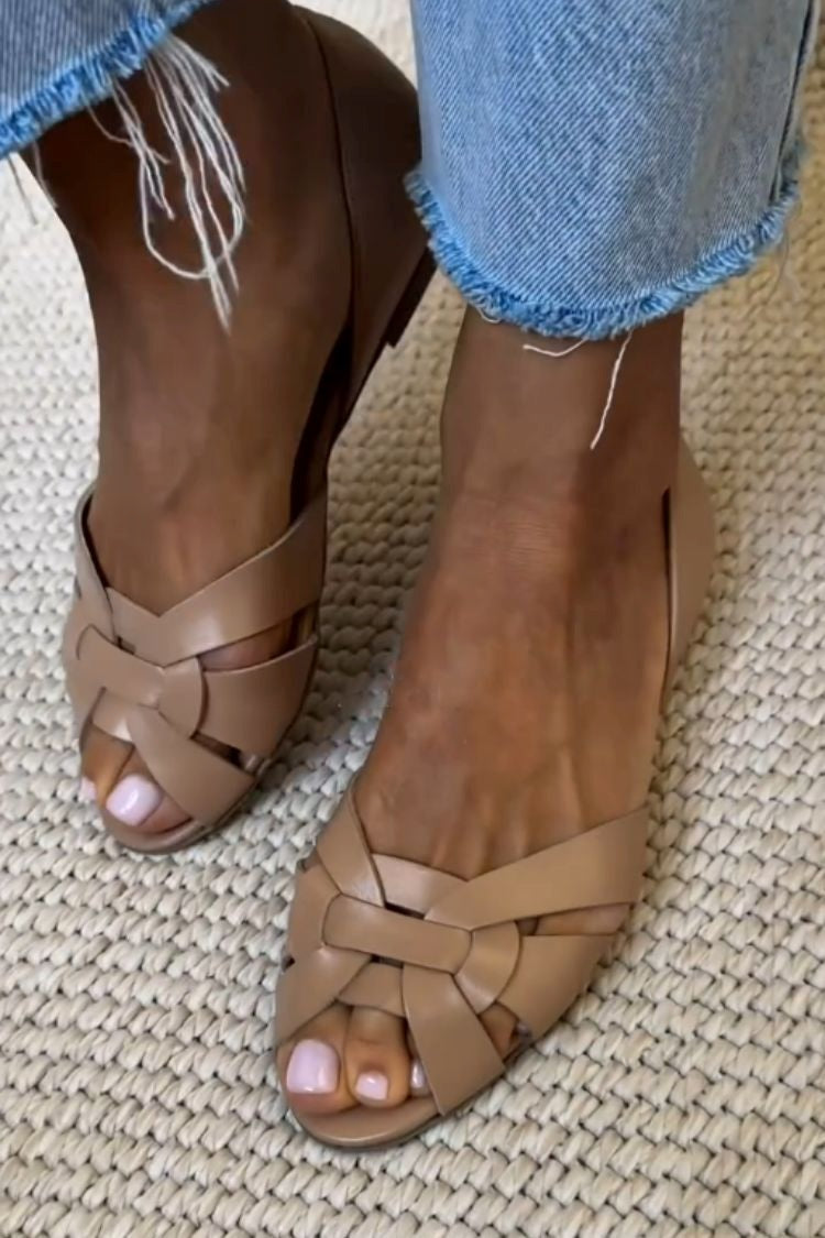 Serafina | Natur Geflochtene Sandalen