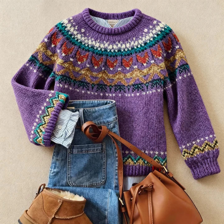 Riet | Strickpullover mit Muster in Lila