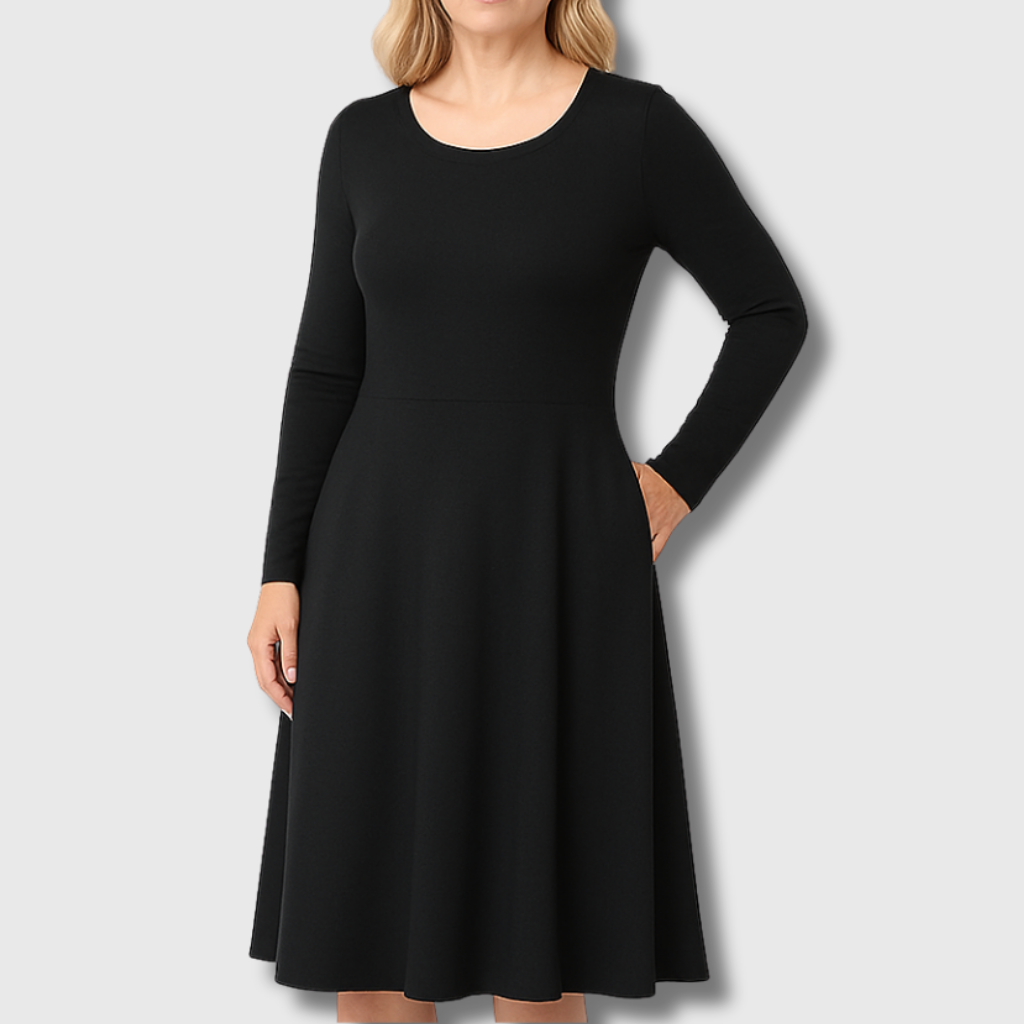 Isa | Klassisches Kleid mit langen, auslaufenden Ärmeln