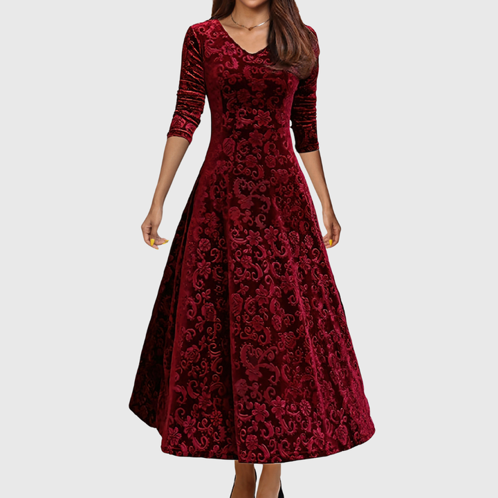 Carine | Elegantes Samtkleid für Feiertage