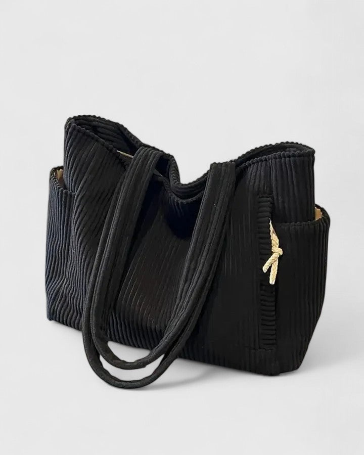 Silvia | Luxuriöse Rippentasche mit trendigen Kordeldetails
