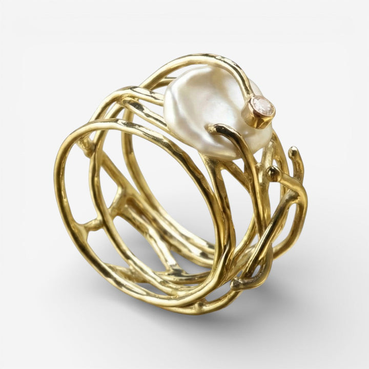 Samira - Goldring mit Perlen