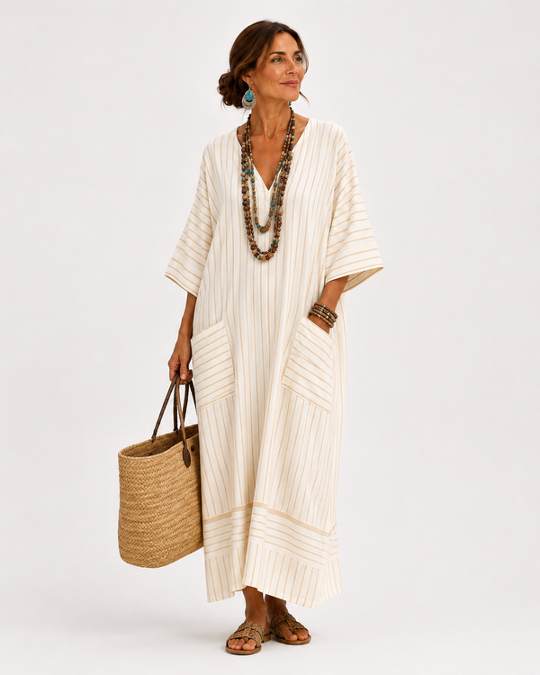 Caftán Farah Beige Strepen