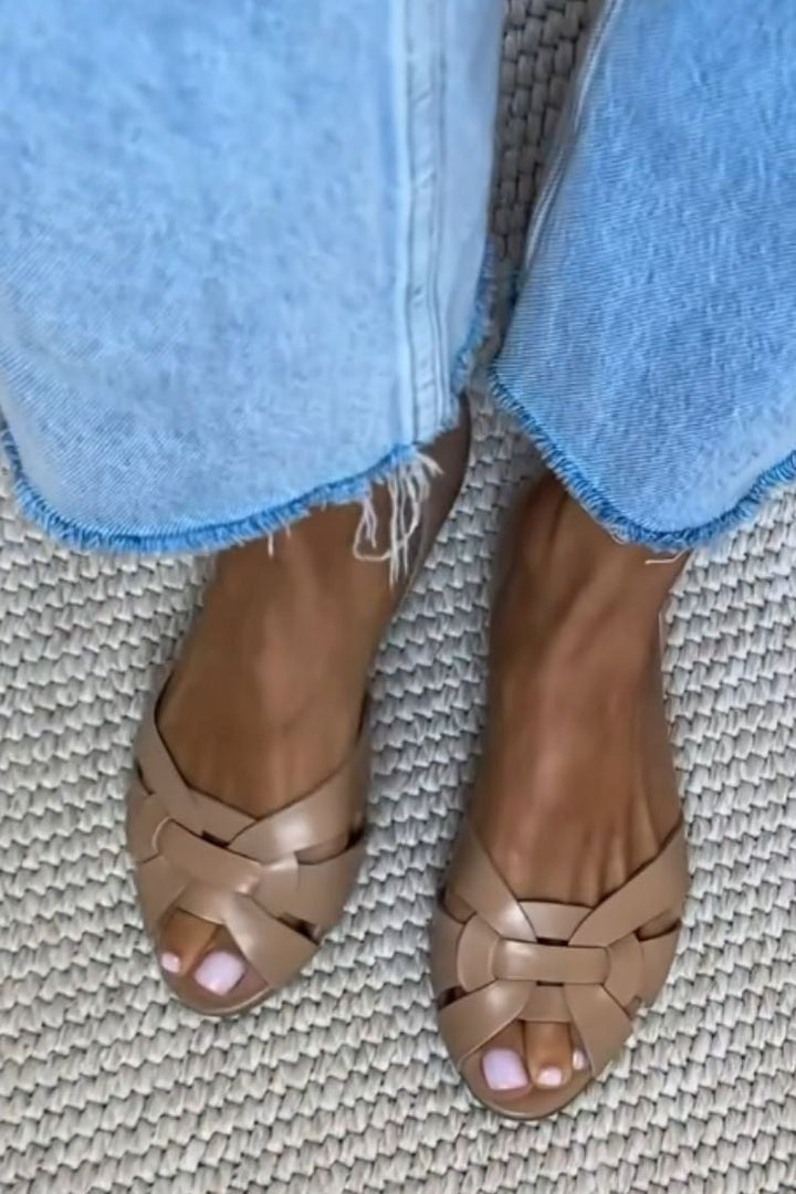Serafina | Natur Geflochtene Sandalen