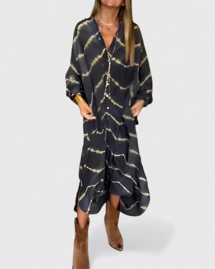 Manon | Elegante Boho Gestreifte Maxi Kleid