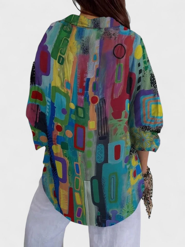 Silvia | Elegante Bluse mit Geometrischem Muster