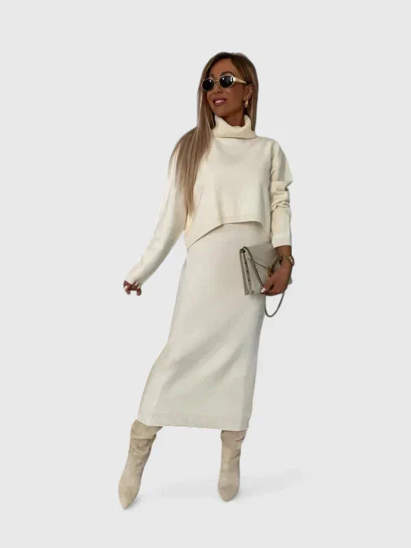 Tine | Elegantes Kleid und Rollkragenpullover-Set