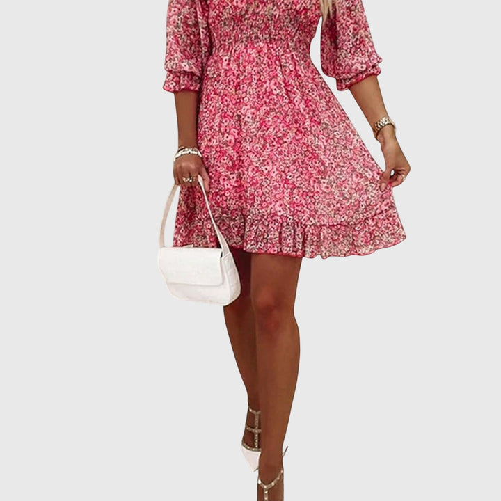 Nora | Blumen Puff Ärmel Kleid