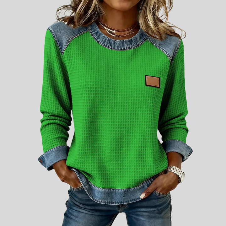 Hetty | Patchwork-Sweatshirt mit Waffelstruktur