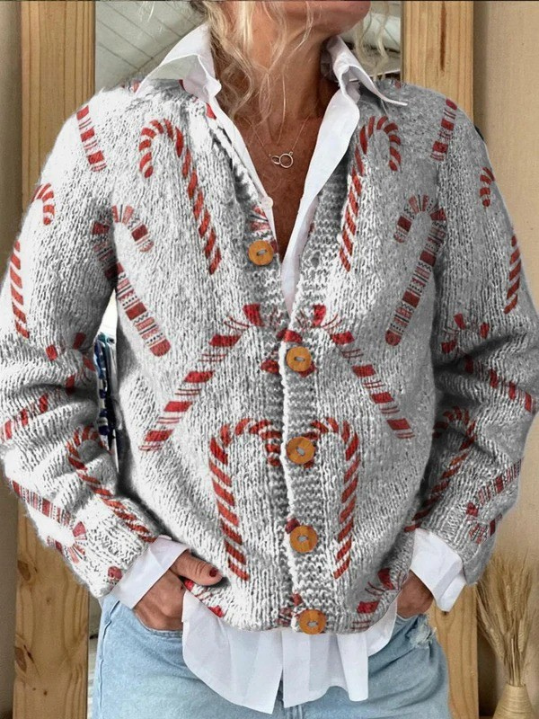 Nora | Festlicher Cardigan mit Zuckerstangenmuster