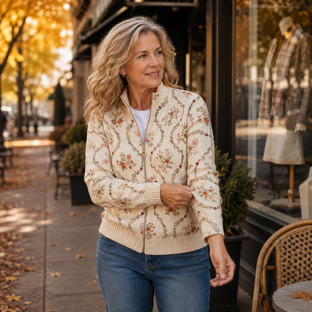 Danielle - Zarte Blumenranken Creme Druck