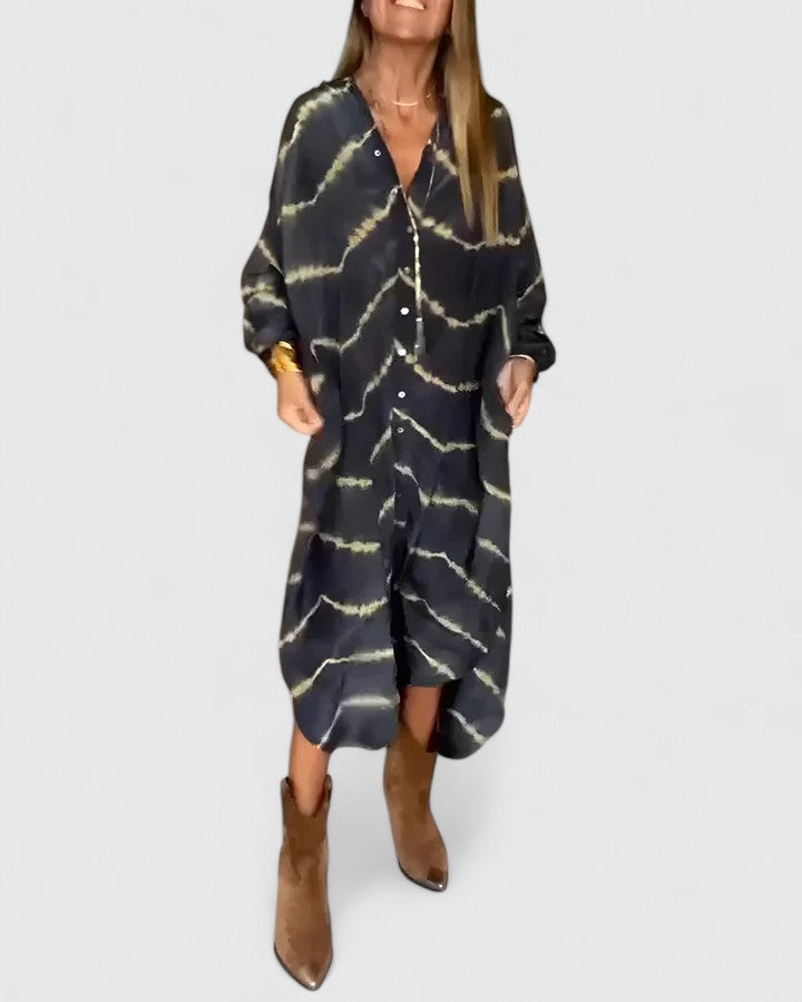 Manon | Elegante Boho Gestreifte Maxi Kleid
