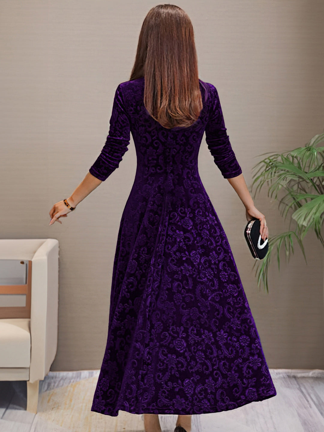 Carine | Elegantes Samtkleid für Feiertage