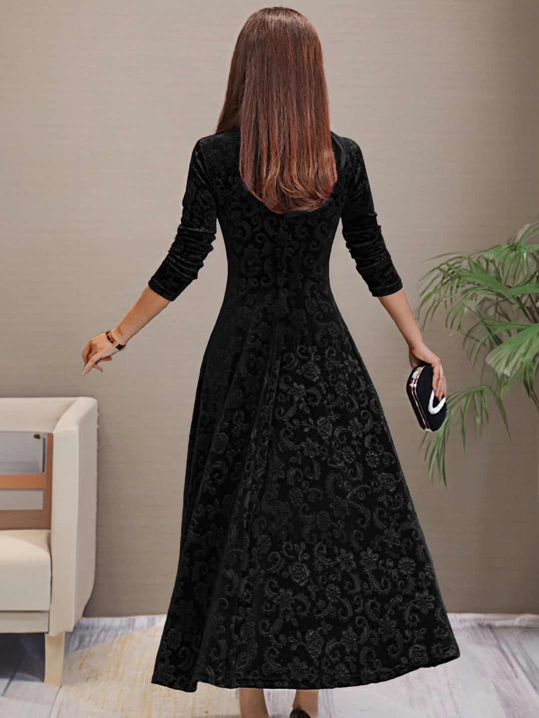 Carine | Elegantes Samtkleid für Feiertage