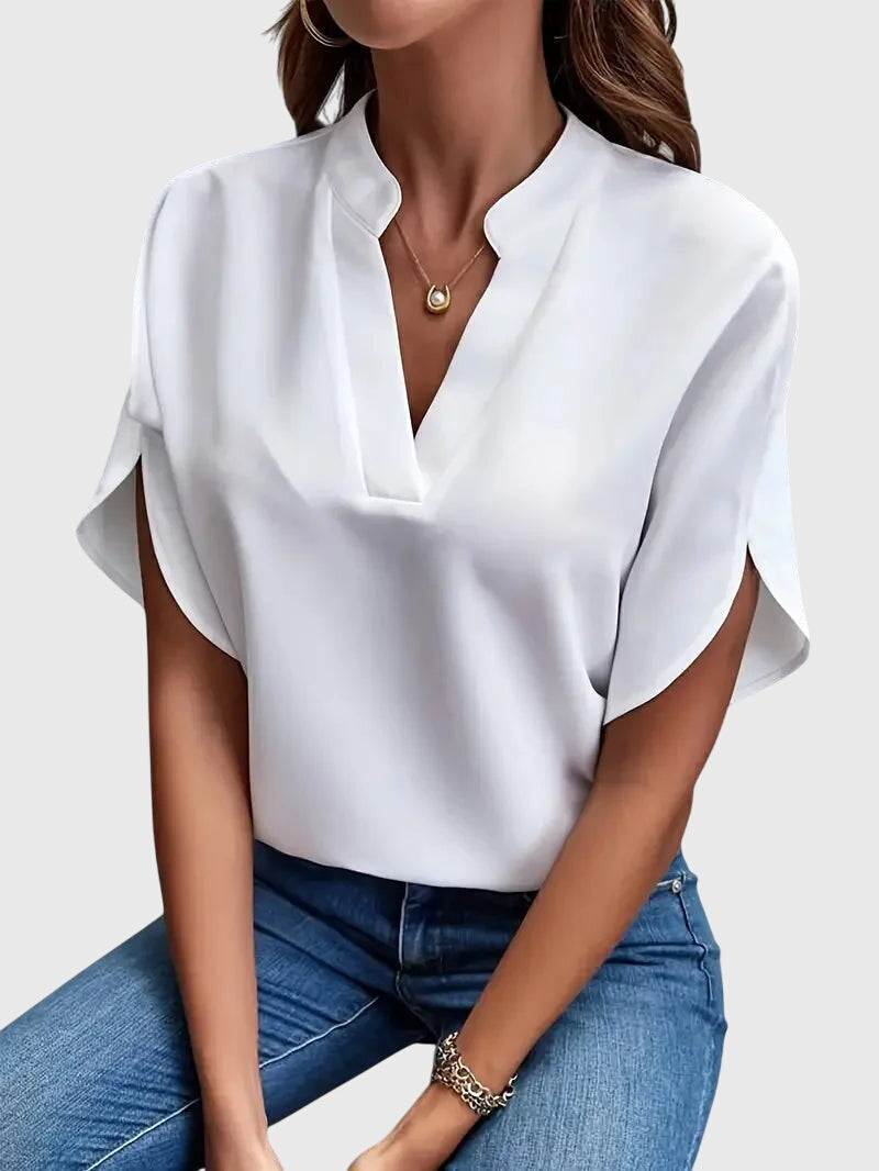 Lydia | Weiche und Elegante V-Ausschnitt Bluse