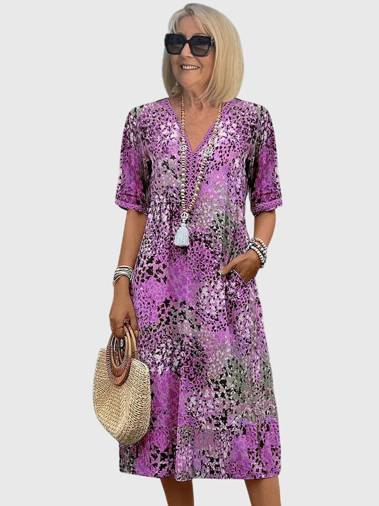 Anouk | Elegantes Midi Blumenkleid