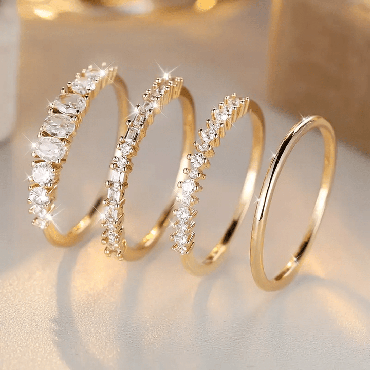 Stapelige Ringe aus 14k Gold mit Zirkonia