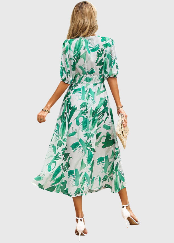 Olga | Flatternde Midi Blumenkleid
