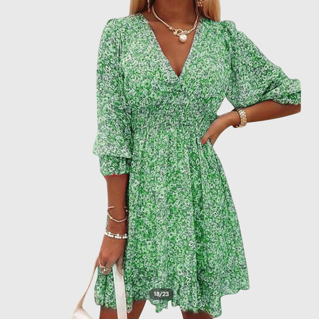Nora | Blumen Puff Ärmel Kleid