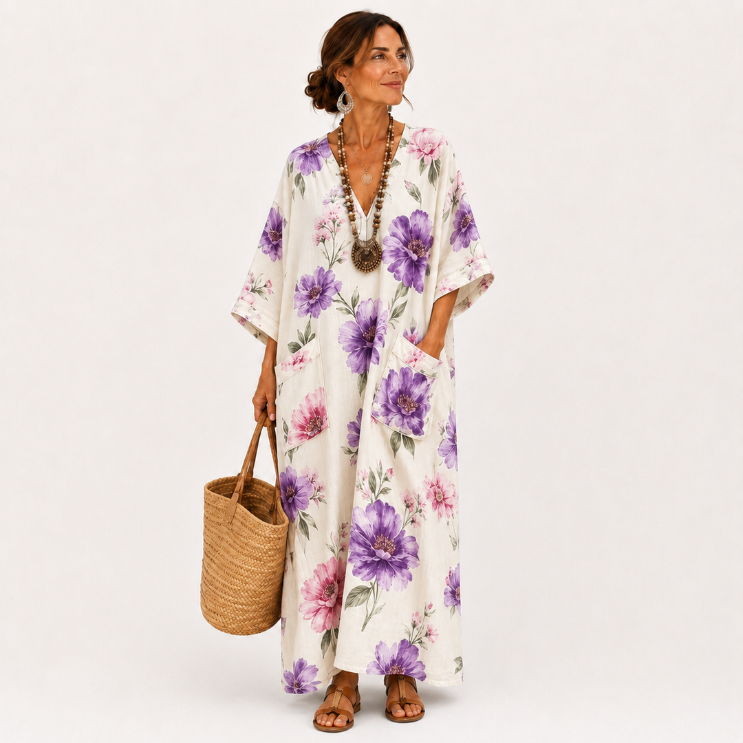 Caftan Inés Wit Bloem