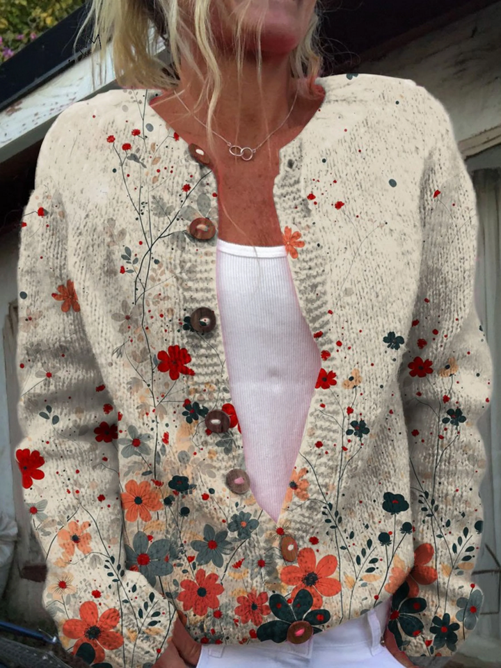 Lea | Vintage-Cardigan mit Blumenkunst