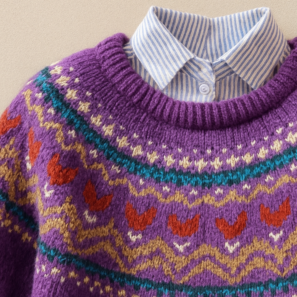Riet | Strickpullover mit Muster in Lila
