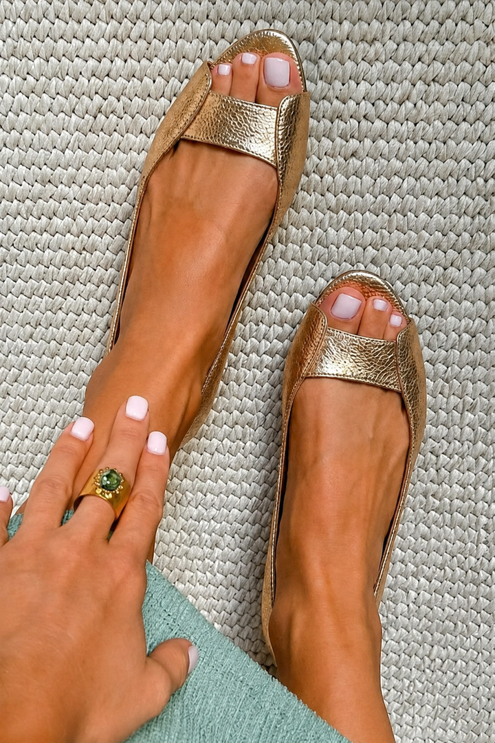 Adelina | Luxe Komfort Goldene Sandalen