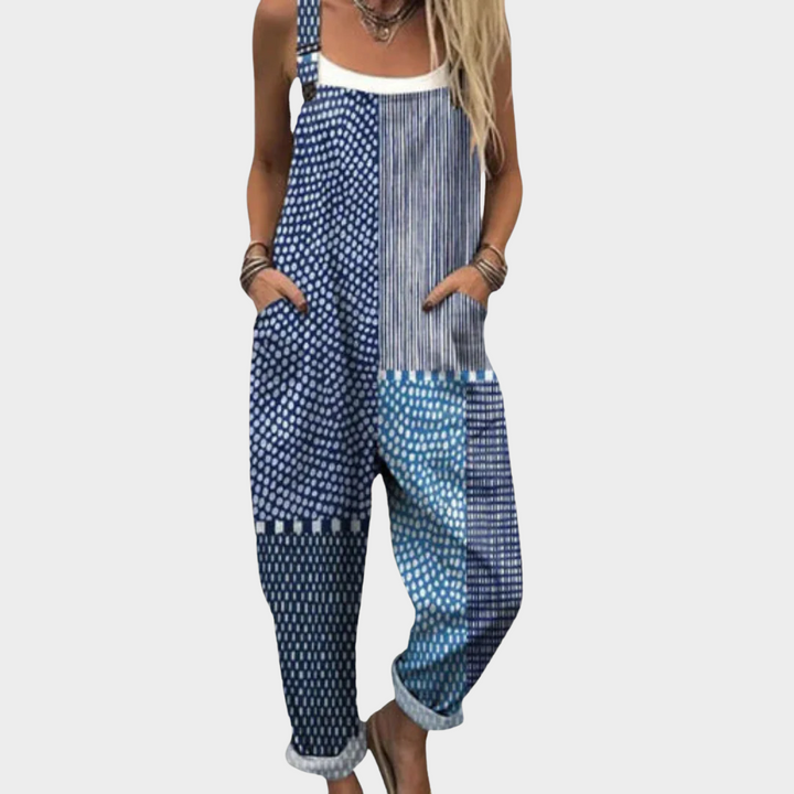Hilde | grafisch blaues Patchwork mit schlanker Ausstrahlung