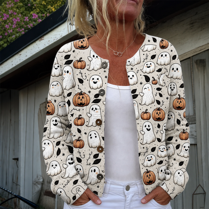 Merle | Halloween-Cardigan mit Geistermotiv