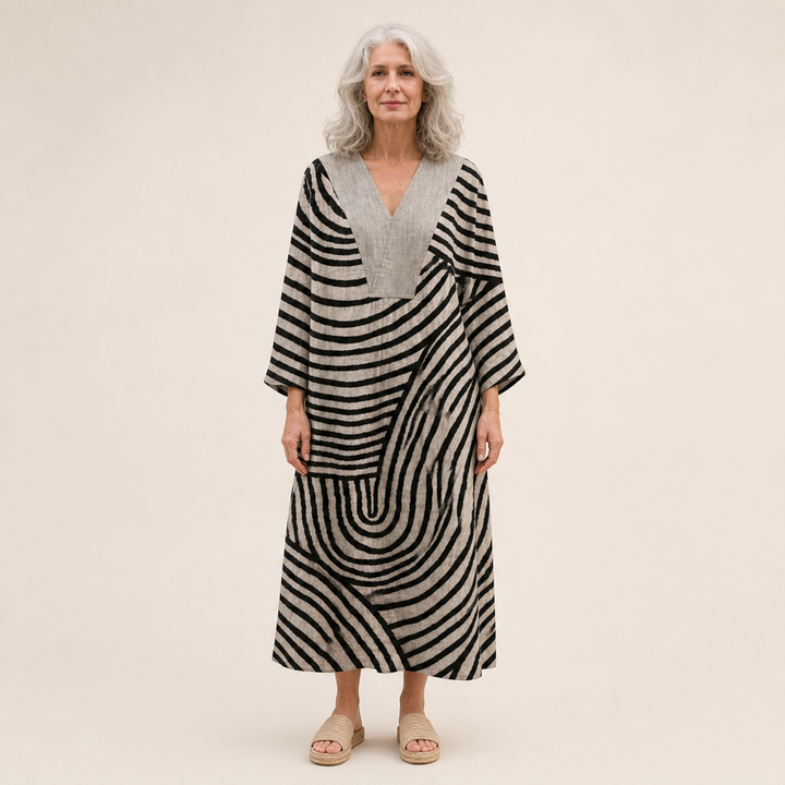 Lila - Flatterndes Gedrucktes Sommerkleid