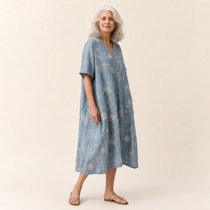 Geneviève - Fließendes Bedrucktes Sommerkleid
