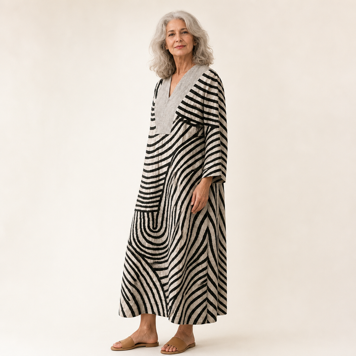 Lila - Flatterndes Gedrucktes Sommerkleid