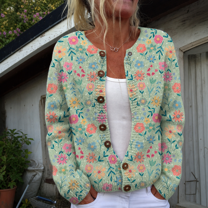 Alina | Cardigan mit sommerlichem Wiesenmuster