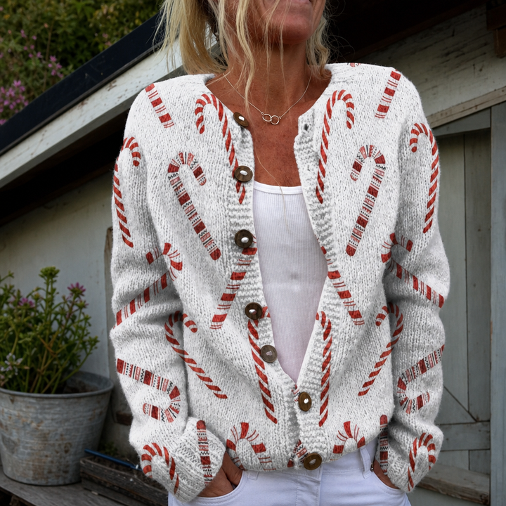 Nora | Festlicher Cardigan mit Zuckerstangenmuster