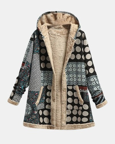 Emilia | Monochrome Retro-Fleecejacke mit Punktmuster