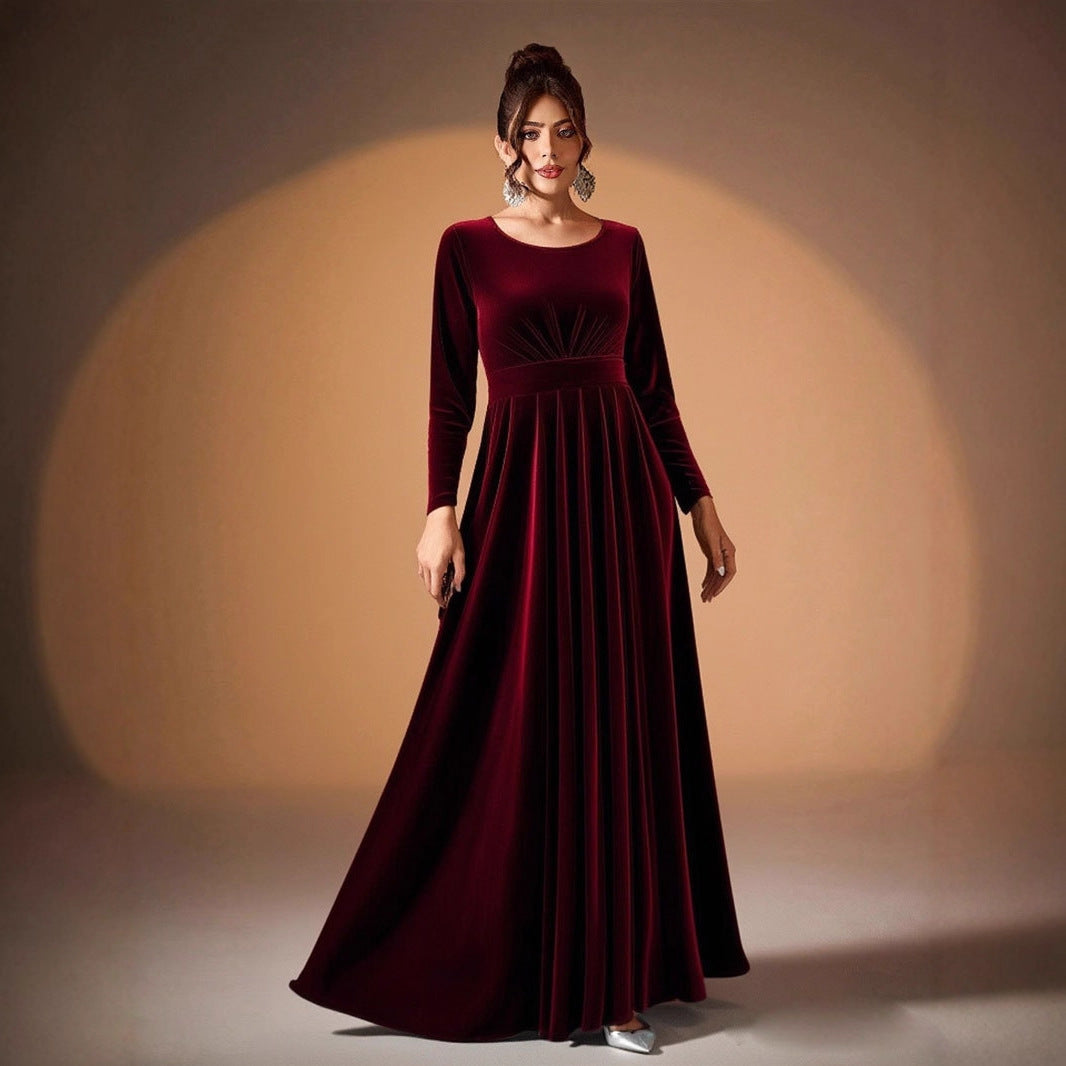 Tilda | Maxikleid aus Samt mit langen Ärmeln